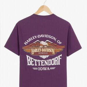 Vintage 1983 Harley Davidson Bettendorf Iowa Purple T-Shirt Size Medium
